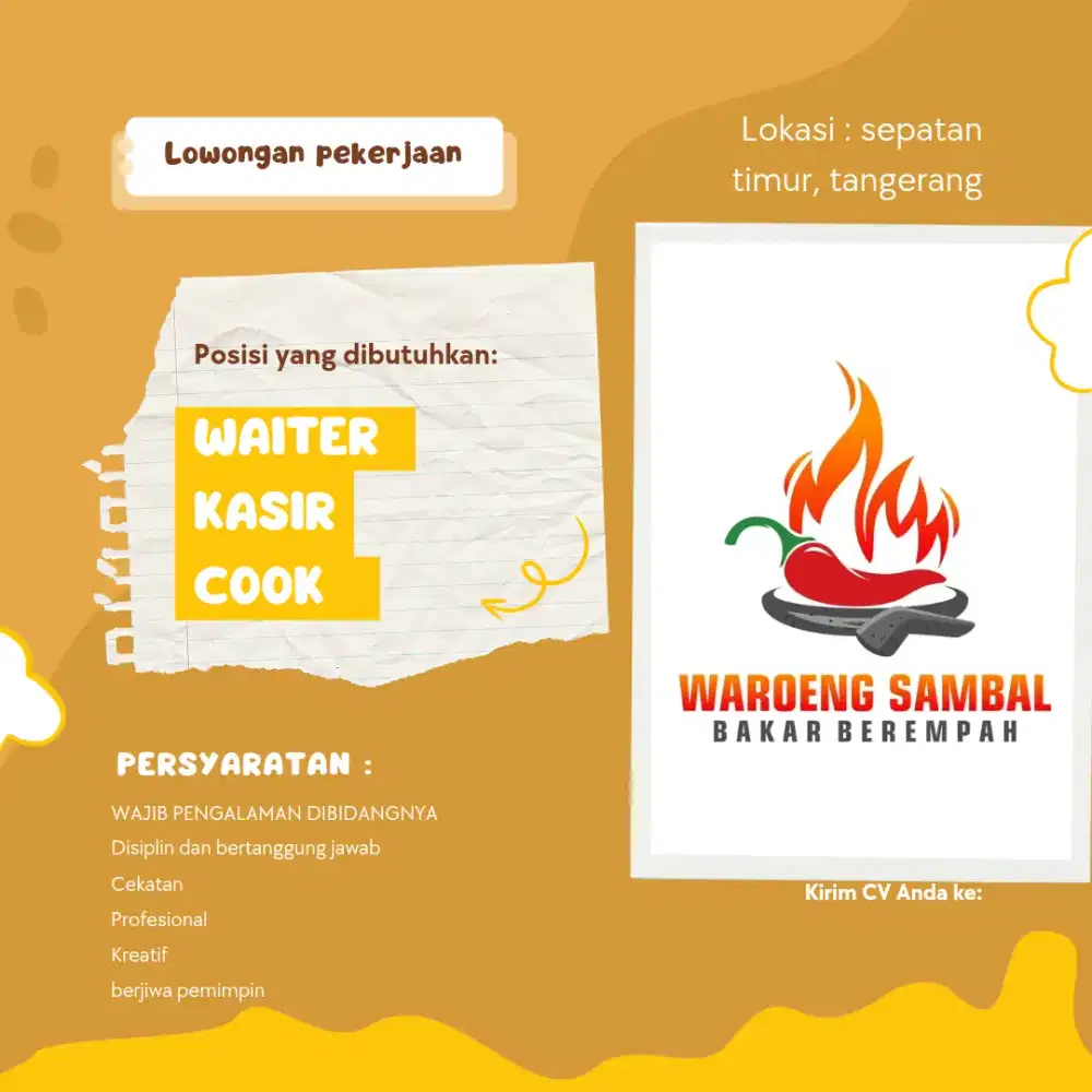loker waiter/kasir/tukang masak