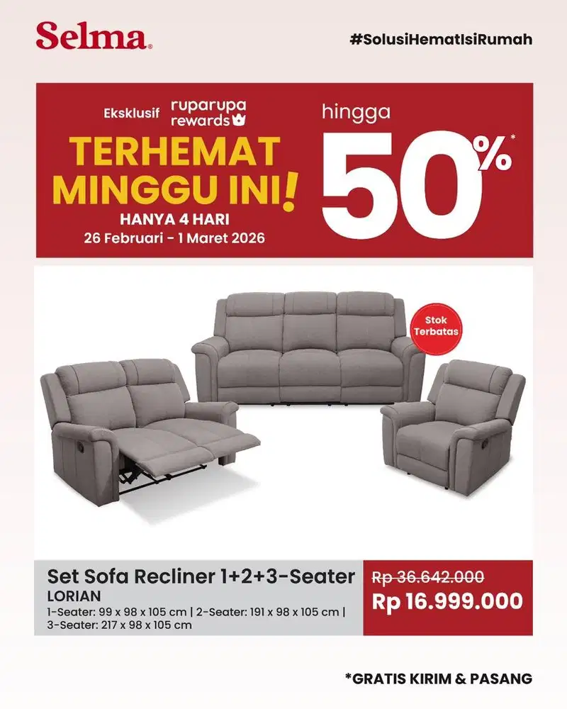 Sofa Set Lorian Recliner Brown