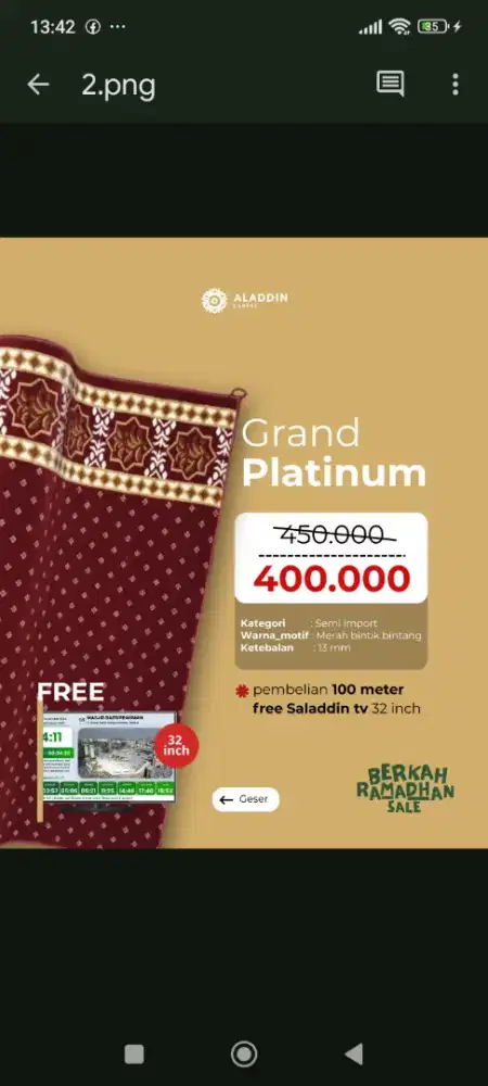 Type karpet masjid grand platinum