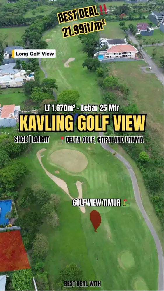 Dijual Tanah Golf View Delta Golf Citraland Surabaya Barat
