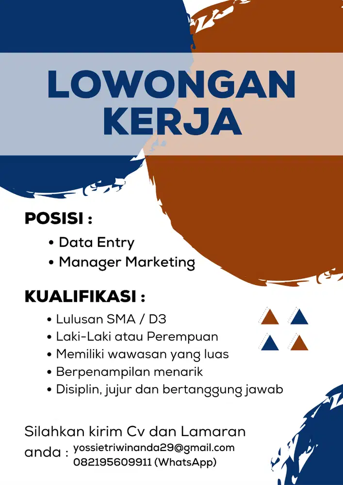 Lowongan Pekerjaan Data Entry dan Manager Marketing Area Surabaya