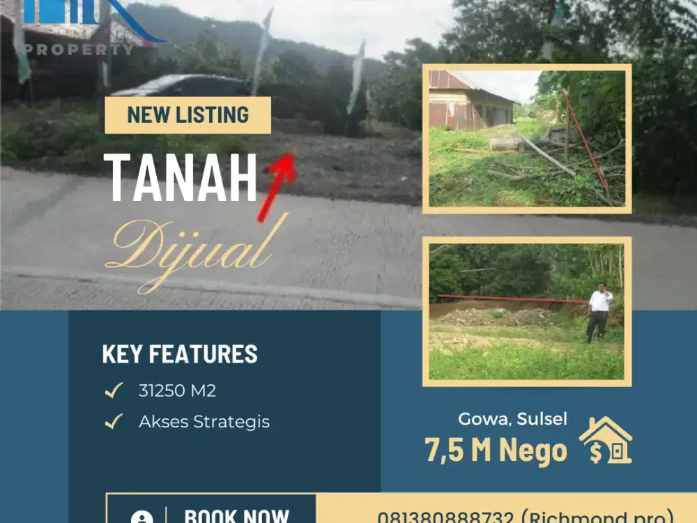 Dijual Tanah Depan Jalan Raya Harga Murah Lokasi Strategis Gowa Makassar, Luas Tanah 31,250 m2