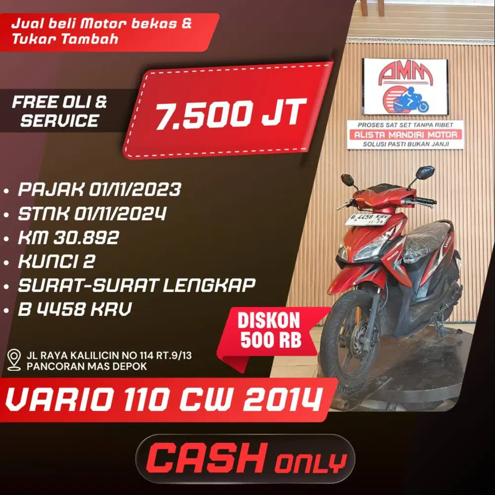 VARIO 11O CW TH 2014 PAJAK ON BISA CASH/PAKAI CC /PAYLATER