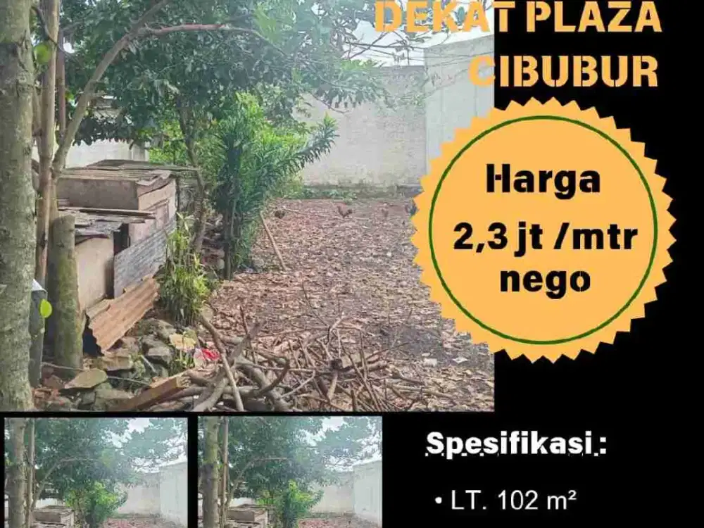 JUAL CEPAT KAVLING MURAH BELAKANG PLAZA CIBUBUR 2JT AN PER METER