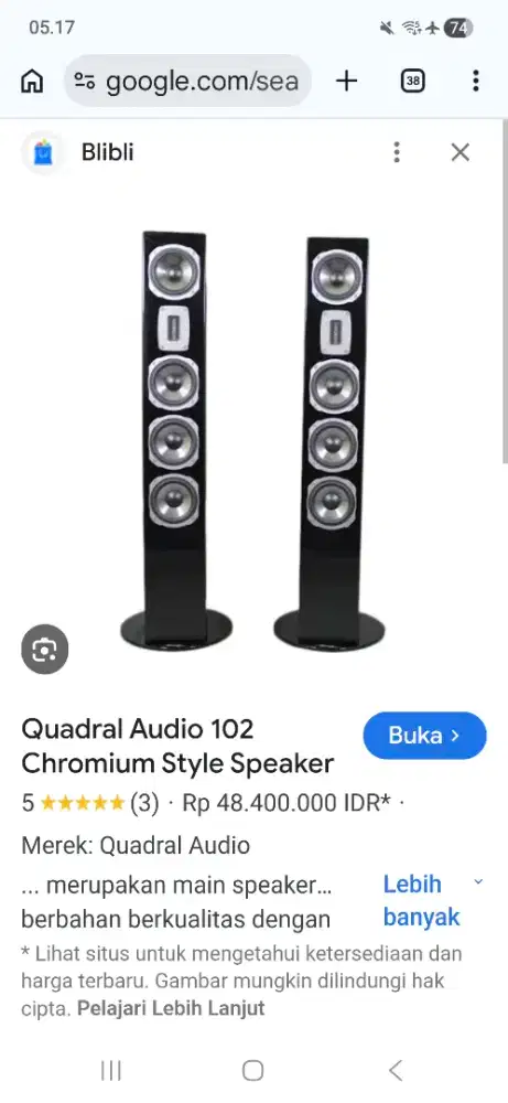 Speaker quadral style 100 hanya 1 box
