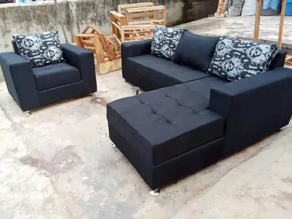 sofa model L hitam