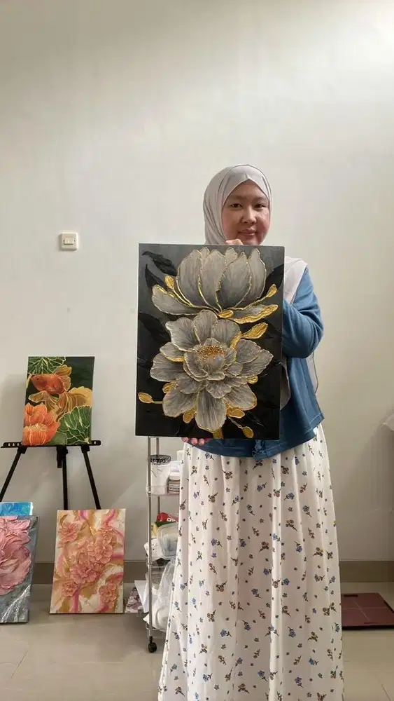 Lukisan Abstrak Bunga by Margarettha #dealbikinberkah