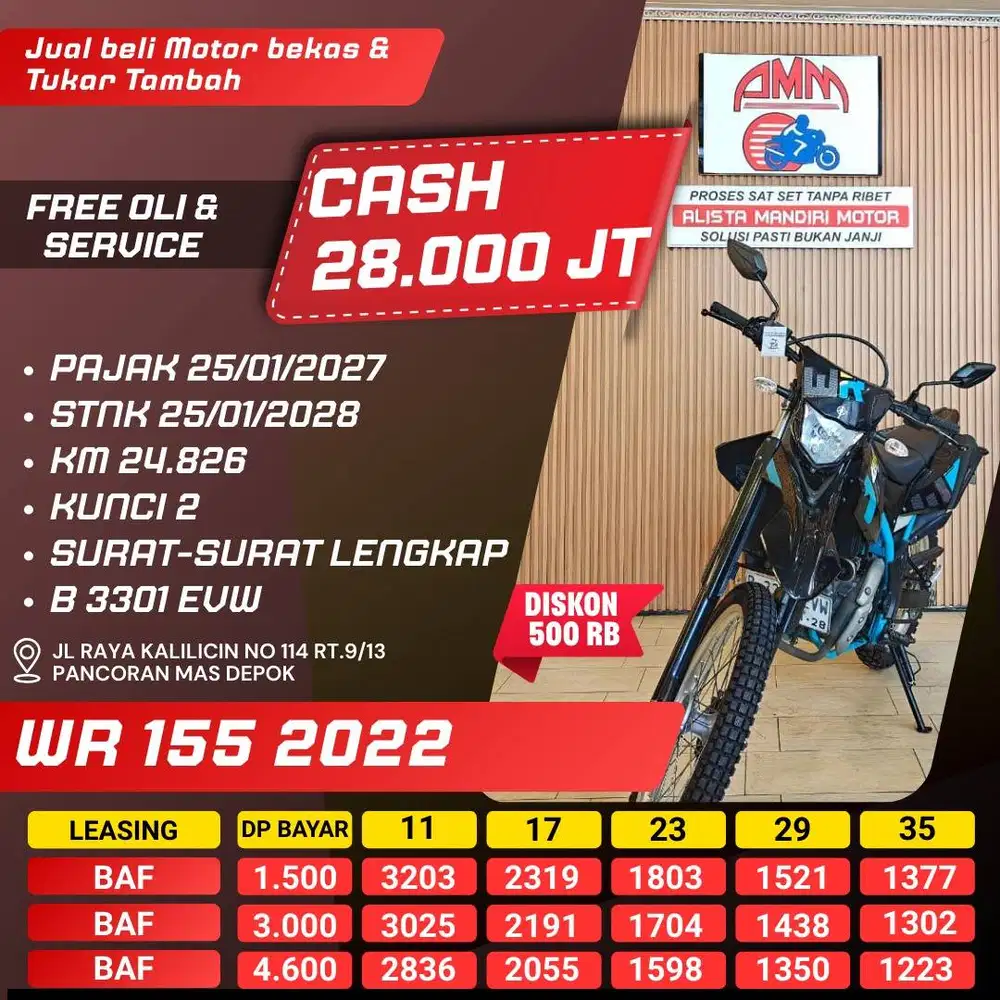 WR 155 2022 PAJAK HIDUP KUNCI 2 KM LOW KREDIVO INDODANA SHOPEE ALISTA