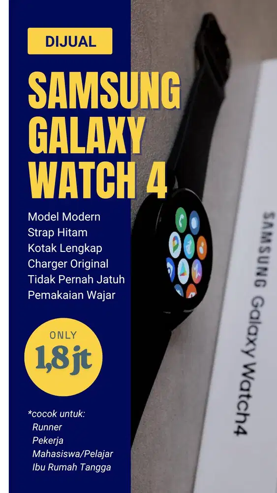 DIJUAL CEPAT! Samsung Galaxy Watch4. Cocok untuk Runner, Pekerja, dll