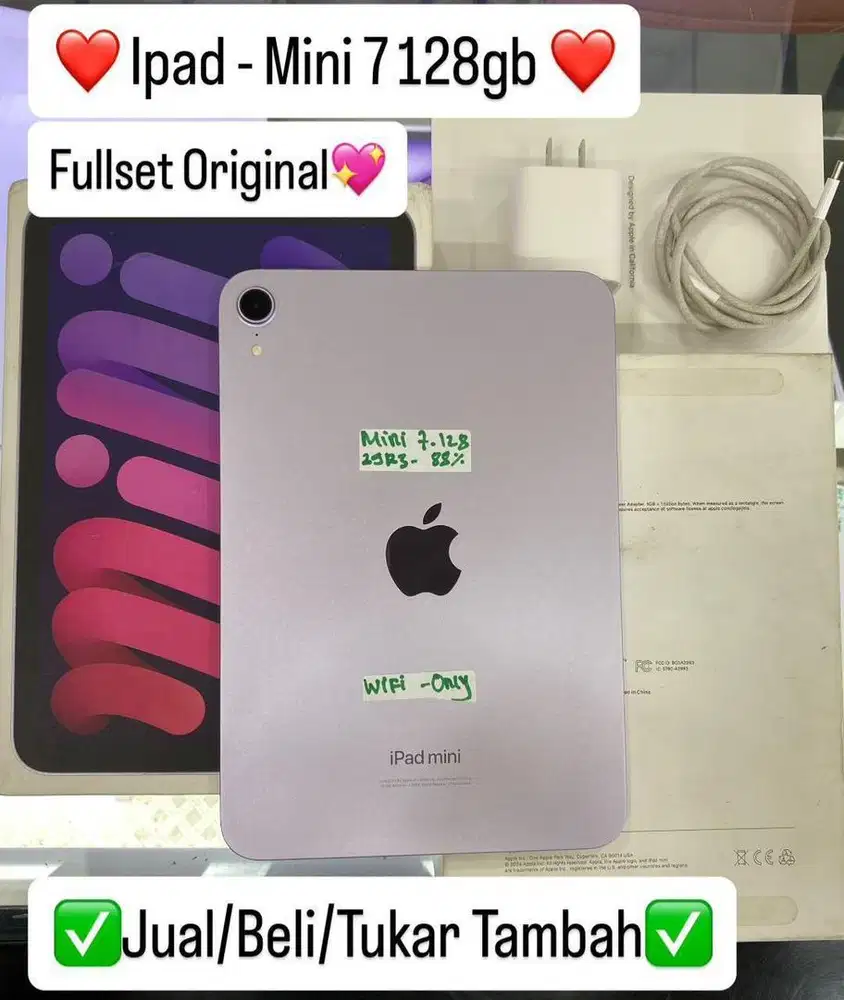 Ipad Mini 7 128 Gb Purple Fullset Original