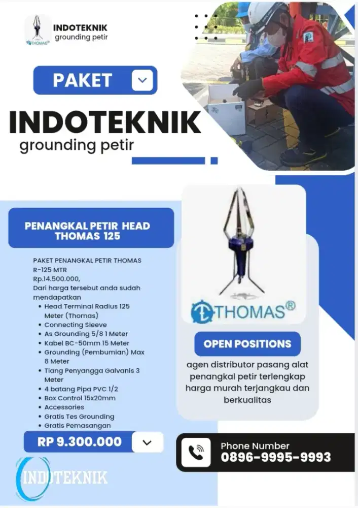 Teknisi ahli jasa pasang penangkal petir dan grounding mesin