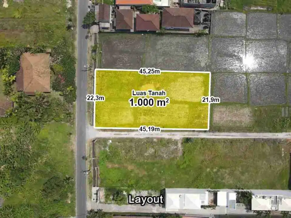 jl utama pantai cemagi!! 10 are tanah di jual