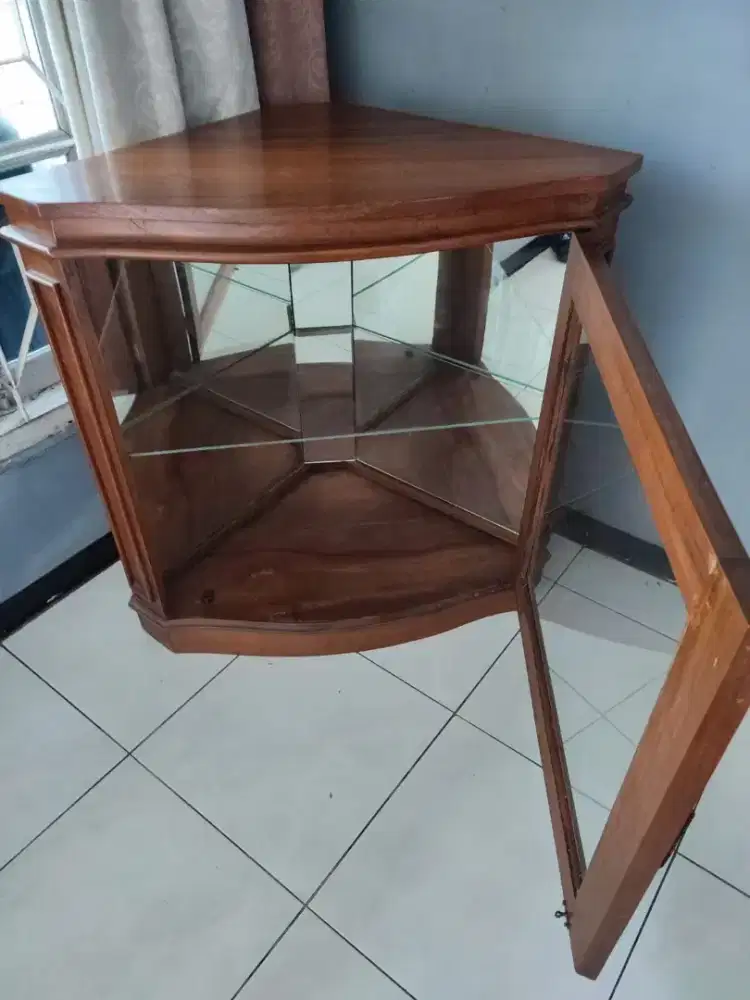 Meja sudut kayu jati