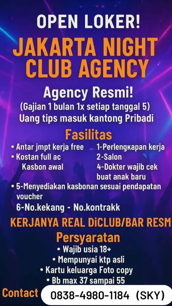 Therapist, Spa, LadiesClub JAKARTA AGENCY