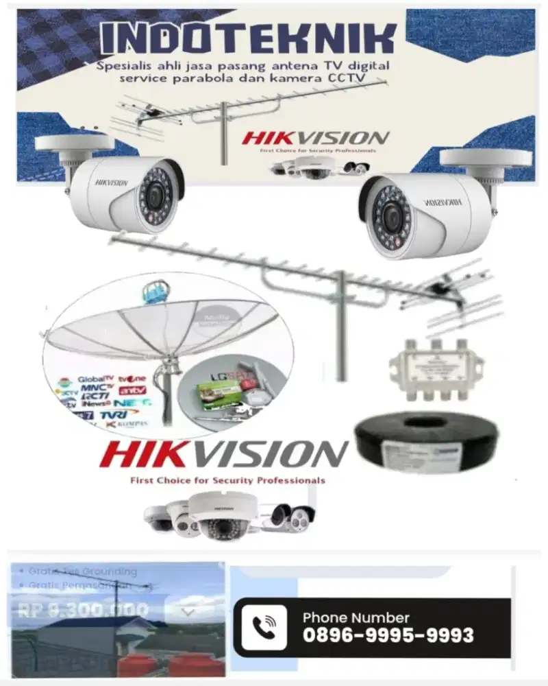 Ahli jasa pasang antena TV digital service parabola dan camera CCTV