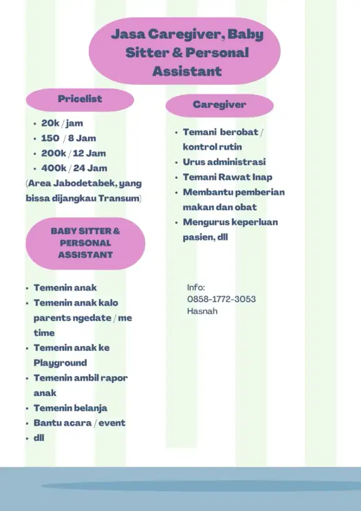 Jasa Caregiver, Baby sitter & Personal Assistant