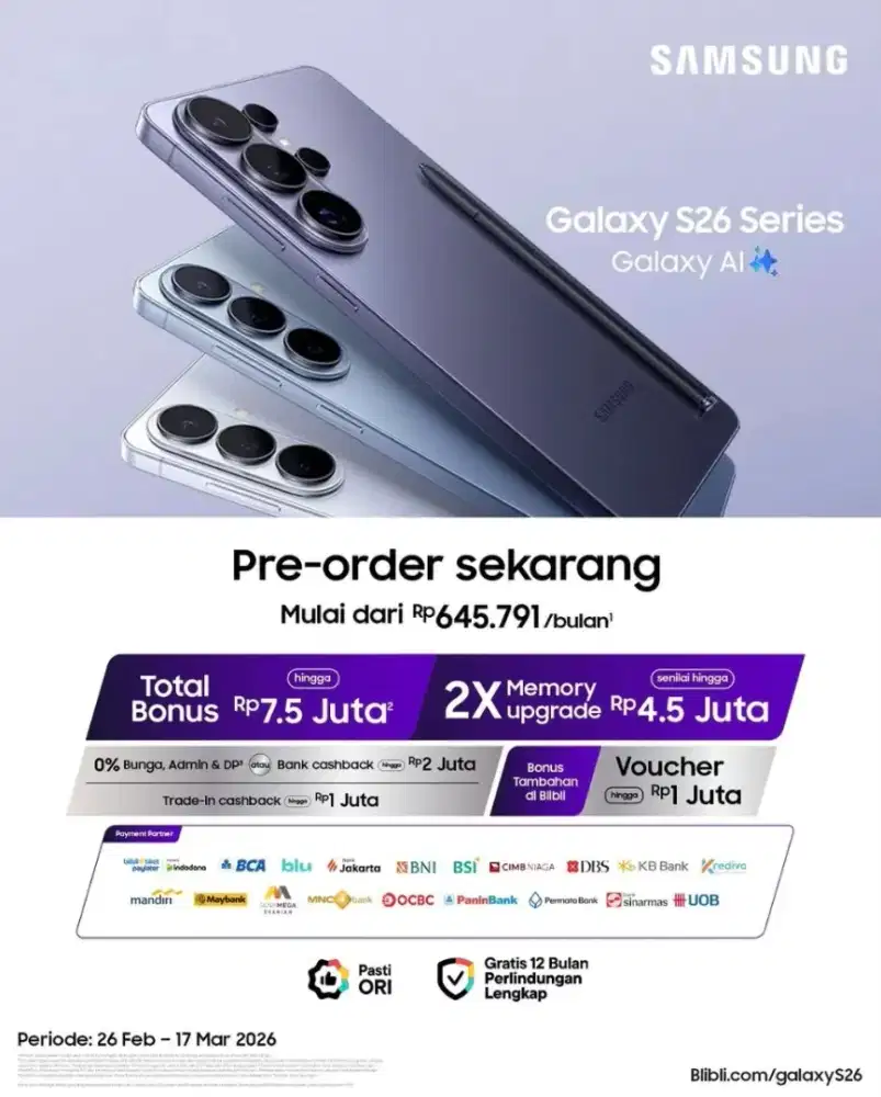 Ikutan PRE ORDER S26 SERIES DAPATKAN BENEFIT UP TO 7,5JT