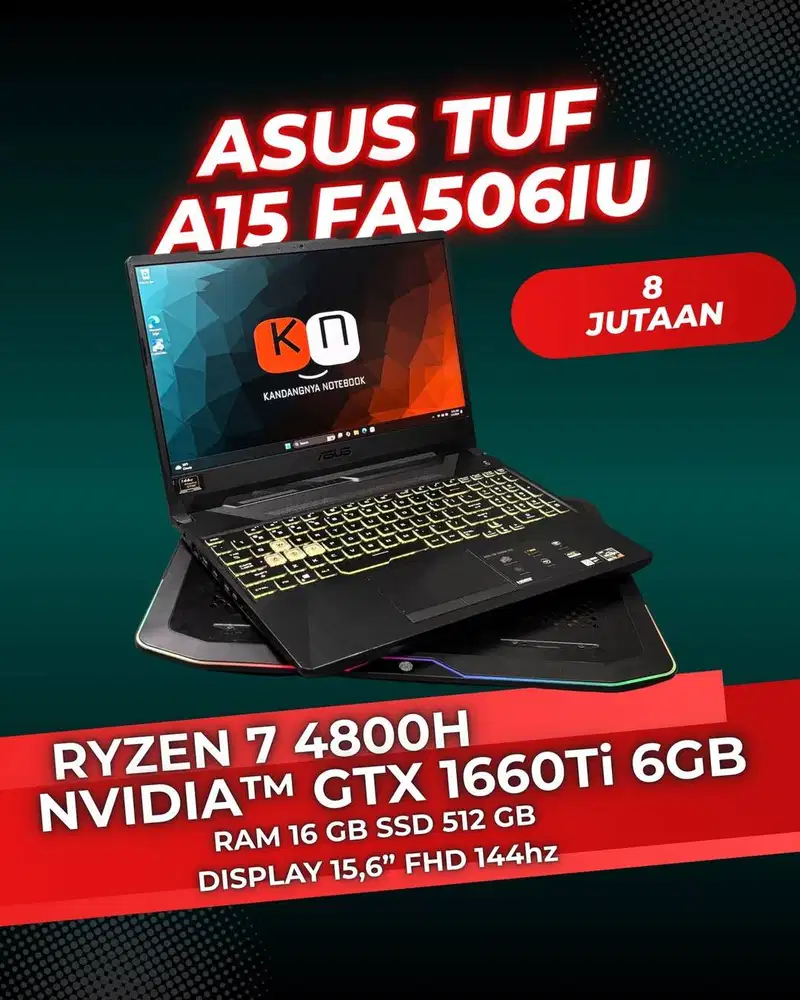 Asus Tuf A15 FA506IU Ryzen 7 4800H Nvidia GTX1660Ti 6GB Layar 144Hz