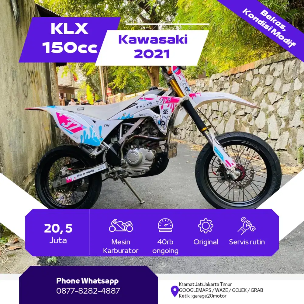 Kawasaki KLX BF 150cc Modif Supermoto Tahun 2021