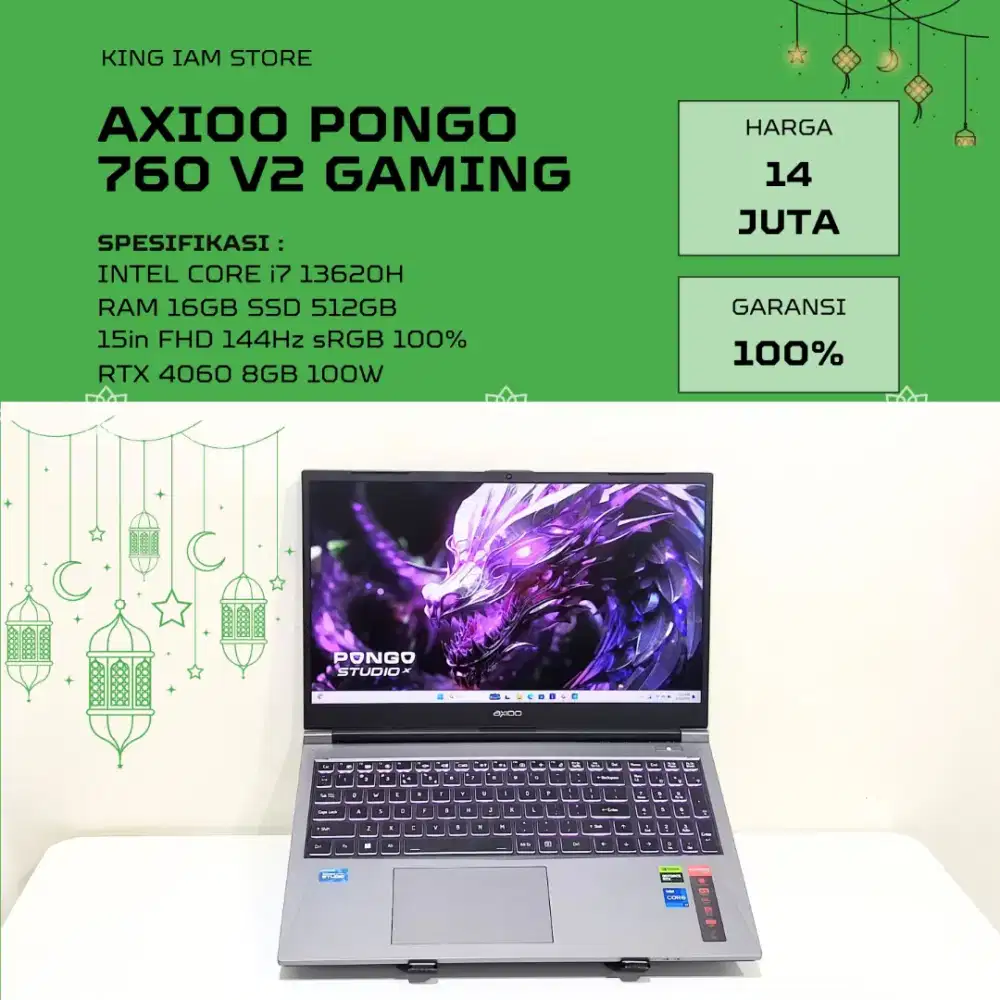 Laptop Gaming Axioo Pongo 760 V2 i7 Gen 13 RTX 4060 8GB 16GB 512GB