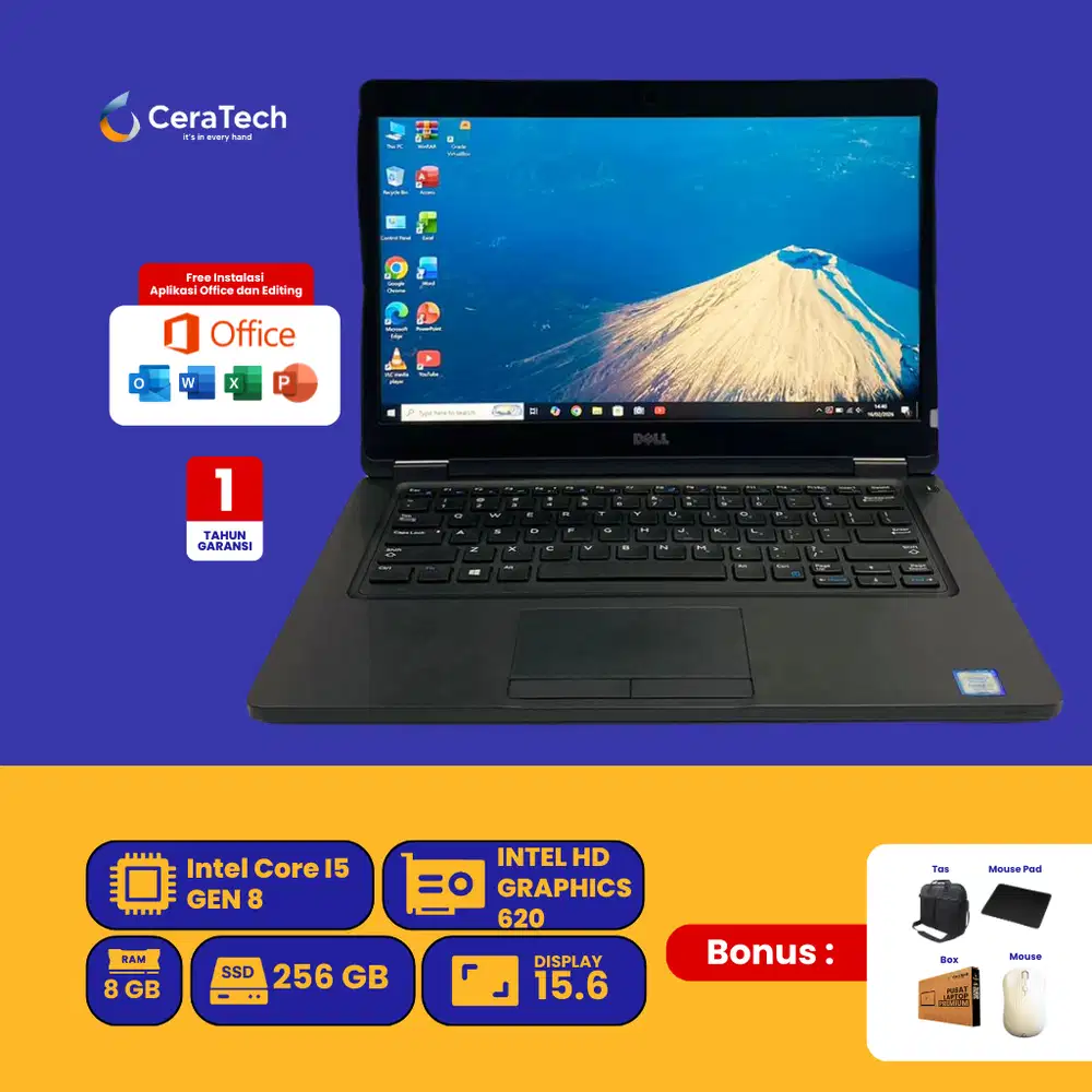 DELL LATITUDE 5590 INTEL CORE I5 GEN 8 RAM 8GB SSD 256 GB