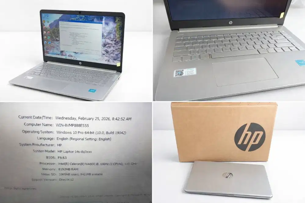 HP 14s Silver – Mulus Full Set, Siap Pakai!
