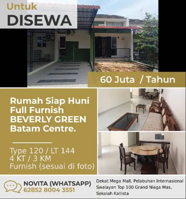 Rumah Siap Huni Full Furnish BEVERLY GREEN Batam Centre