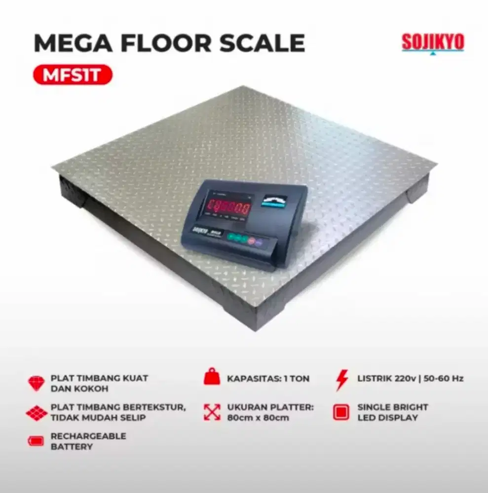 TIMBANGAN DIGITAL LANTAI 1 TON A12+E Murah Bergaransi Original SOJIKYO