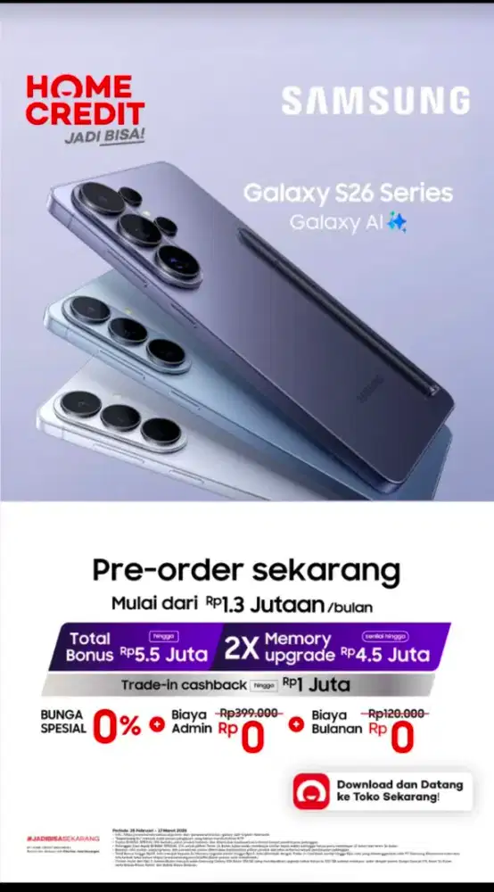 Samsung s26 sudah bisa di pre order mulai dari 1 jutaan aja