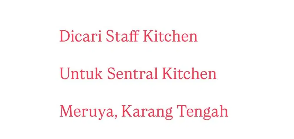Lowongan staff kitchen Sentral