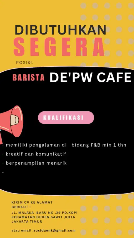 Need urgent barista