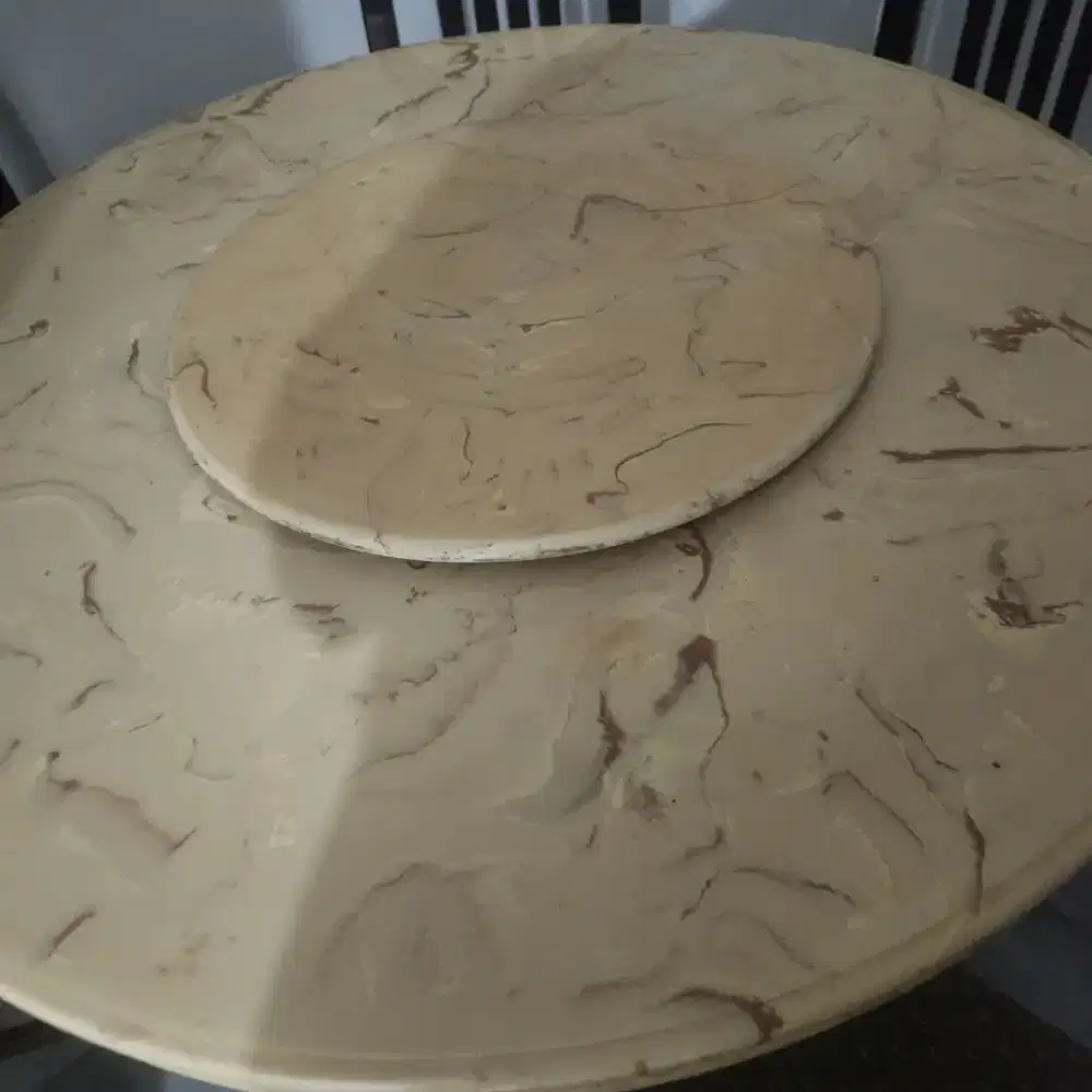 Meja makan marmer + kursi