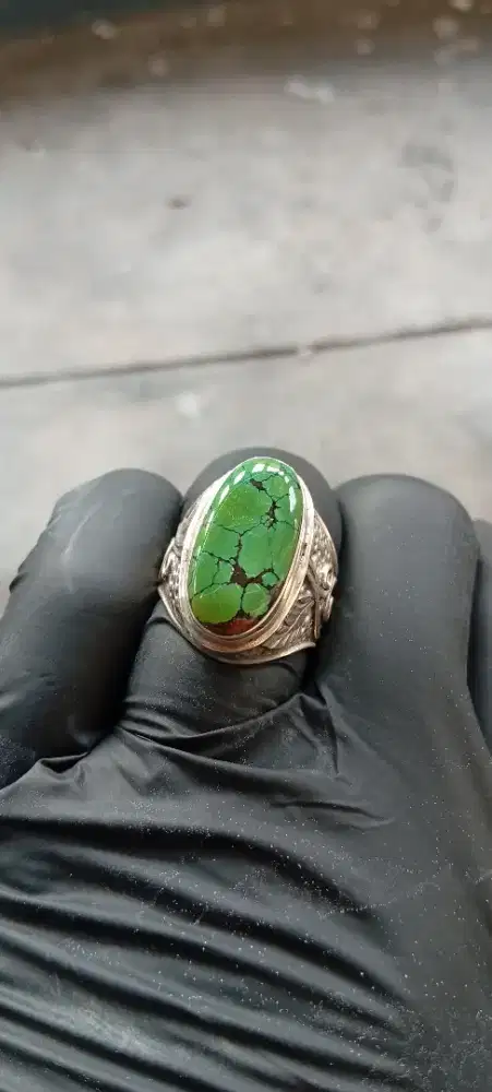 Pirus hijau ceplok ring perak