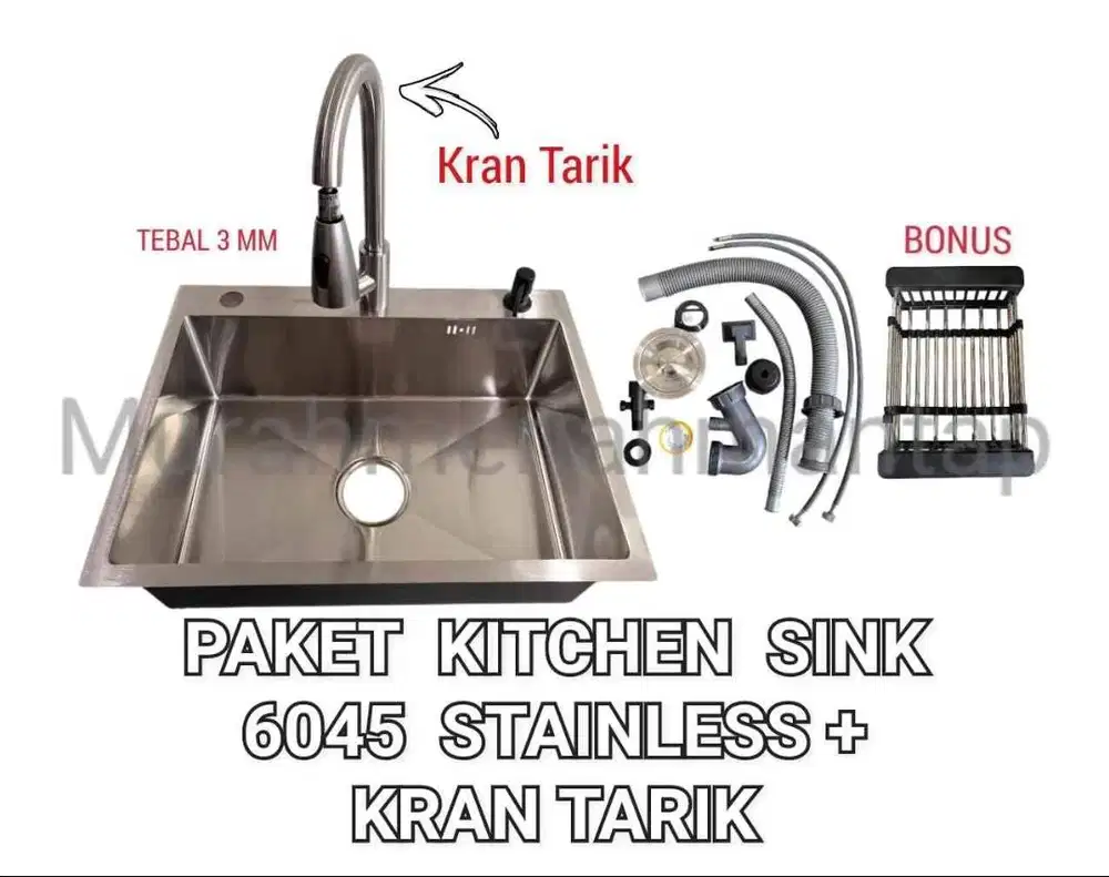 PAKET KITCHEN SINK STAINLESS STEEL ORACLE 6045 + KRAN TARIK