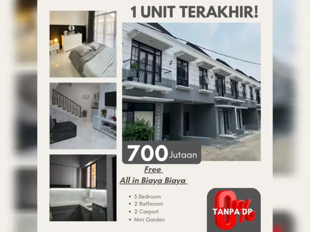 Nempel Jalan Raya Utama. Diapit 3 Pintu Tol, 10 Menit Lrt. DP 0% Langsung Akad. Free Biaya2