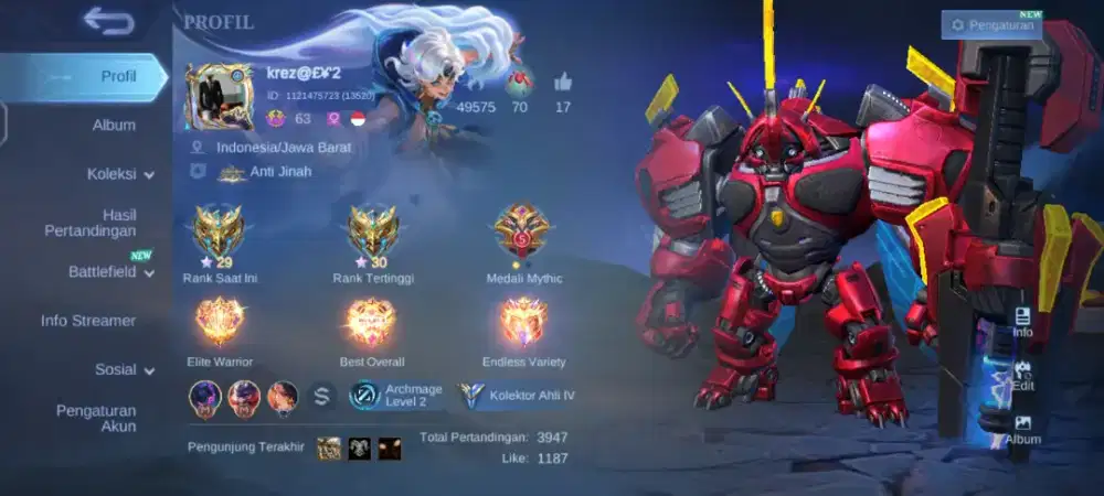 Akun ml hiro fav tank