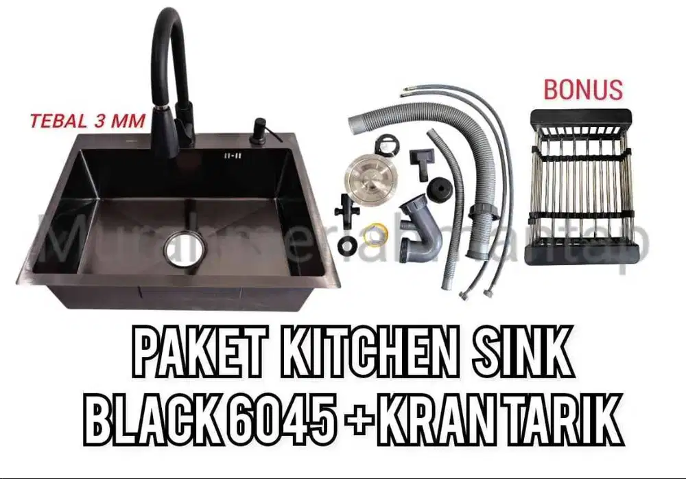 PAKET KITCHEN SINK STAINLESS STEEL ORACLE 6045 BLACK + KRAN TARIK