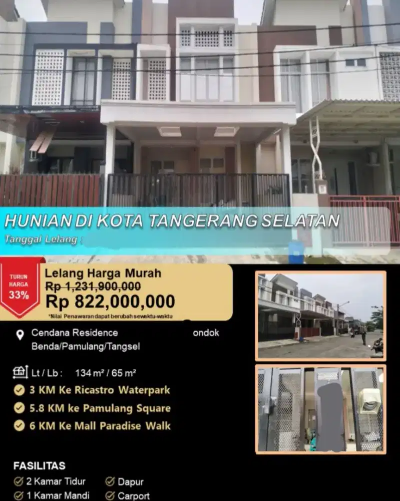 Dijual Rumah Cendana Residence Pondok Benda