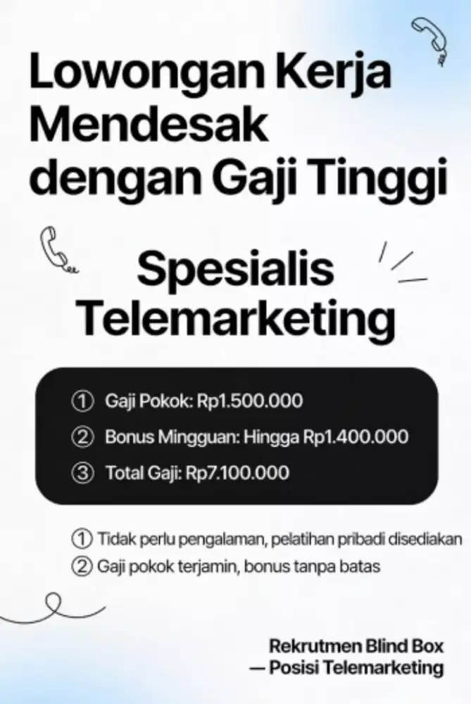 Dibutuhkan Telemarketing