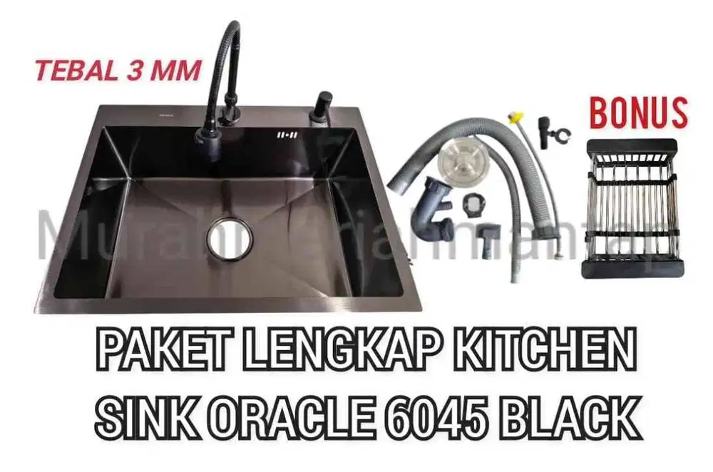 KITCHEN SINK STAINLESS STEEL ORACLE 6045 BLACK / BAK CUCI PIRING 1 LBG