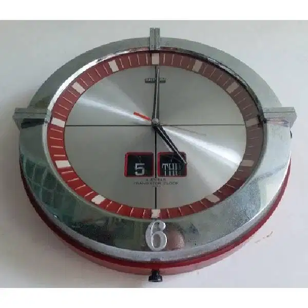 Vintage Transistor  jam dinding 4 jewels Japan pakai tanggal dan hari