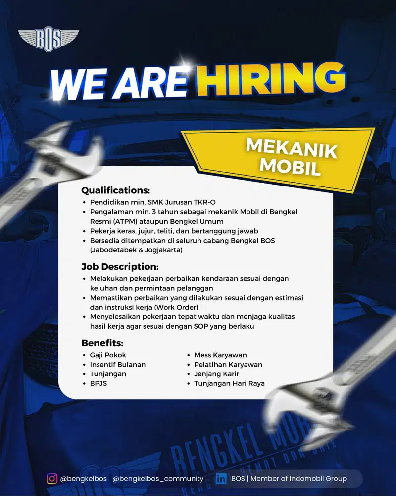 Teknisi/Mekanik Mobil (Senior Level)