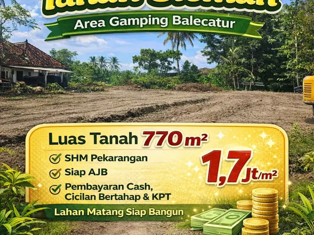 Tanah Sleman Dekat Rs Muhammadiyah Gamping Luas 770 M2 SHMP