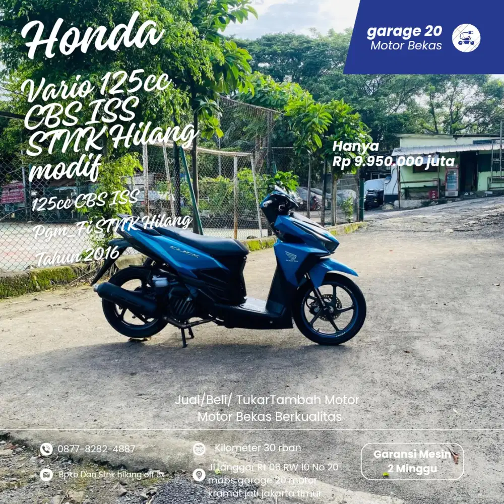 Honda Vario 125cc CBS ISS Modif Tahun 2016 Pajak Off STNK Hilang