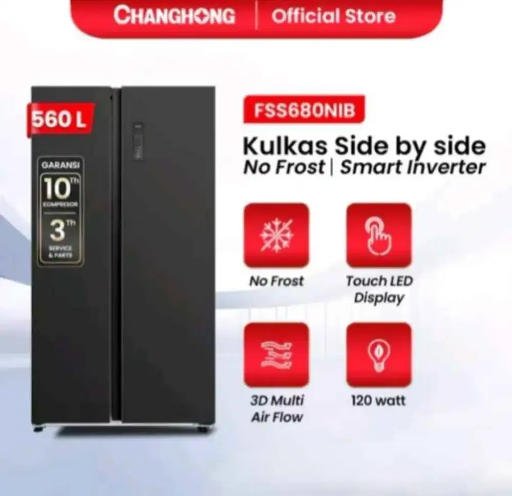 KULKAS 2 PINTU CHANGHONG SIDE BY SIDE FSS680NIB