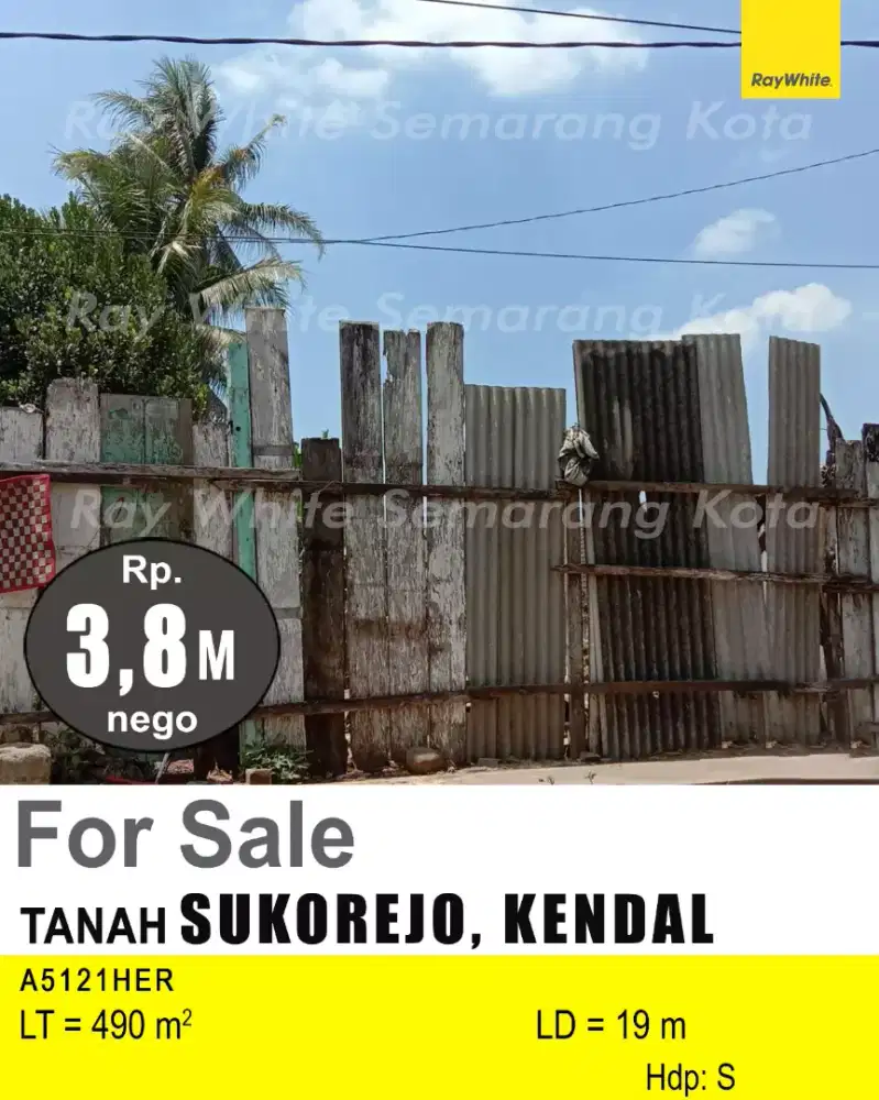 Dijual SHM tanah 500 m2 Sukorejo harga 3,8 M nego