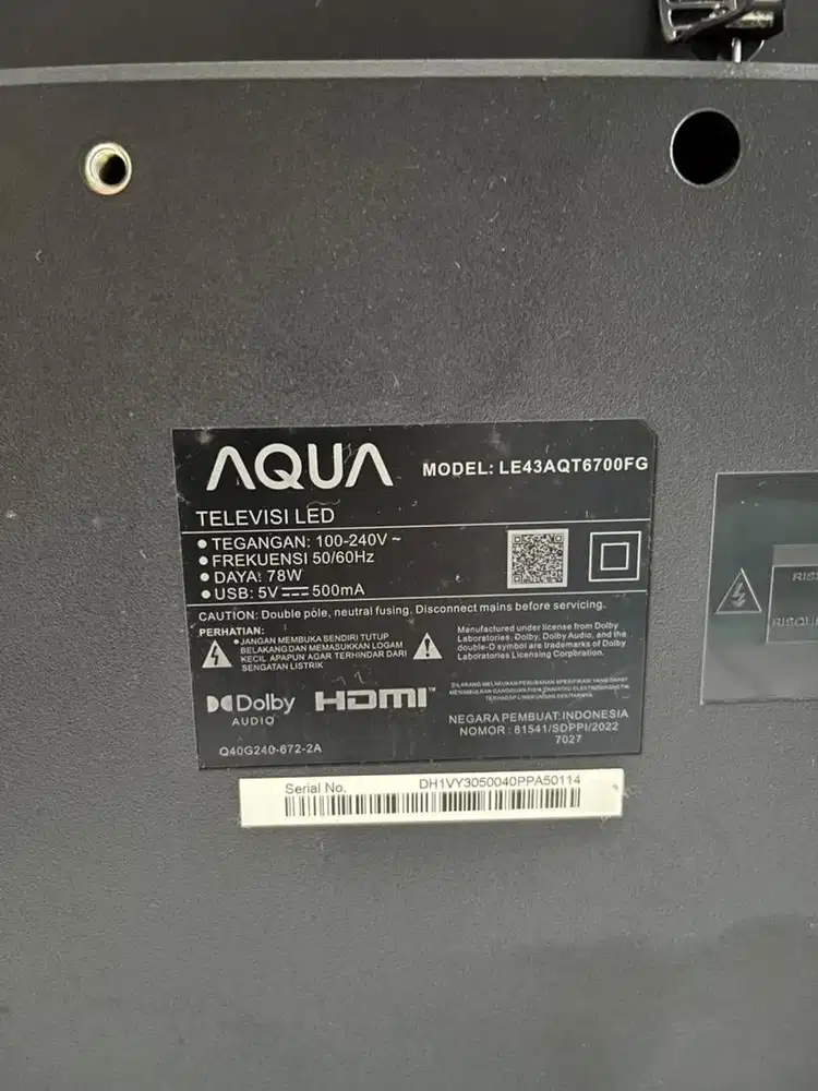 Tv android Aqua 43 inch