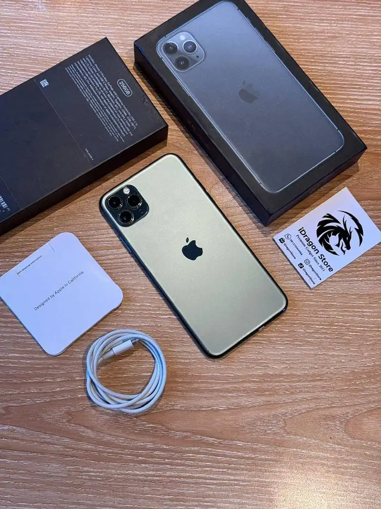 Iphone 11 pro max 256gb warna midnight green fullset mulus