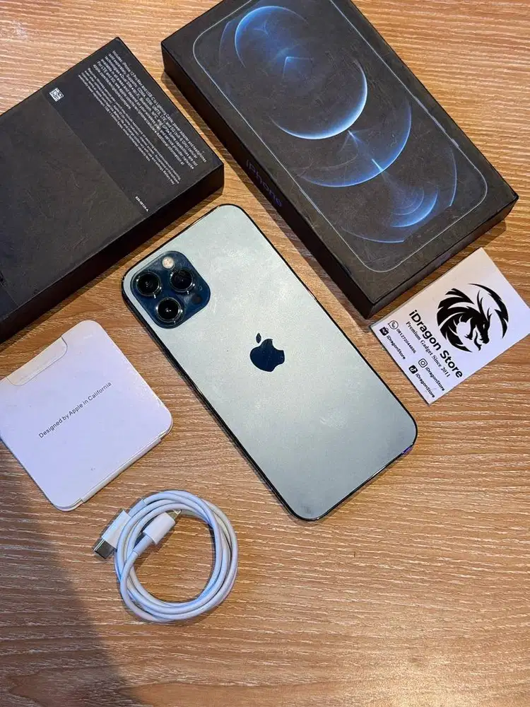 Iphone 12 pro mac 128 warna pasific blue fullset mulus