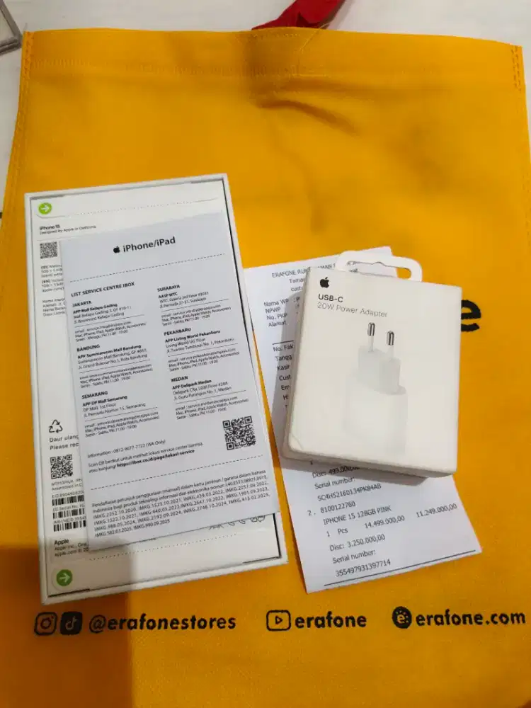 IPHONE 15 PINK 128GB
SEGEL IBOX + ADAPTOR 
MAHAR 11 JUTA